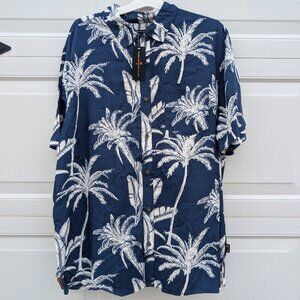 NWT-Margaritaville Navy Tropical Palm Tree Button Down- XXL